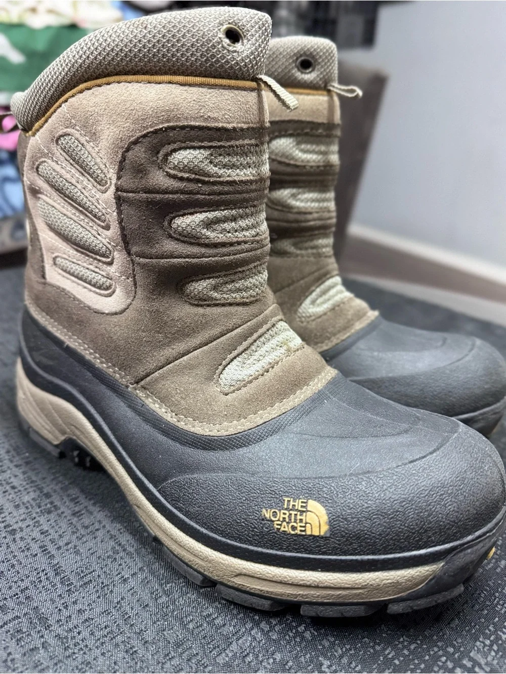 The North Face Kids Waterproof Snow Boots in Black and Tan